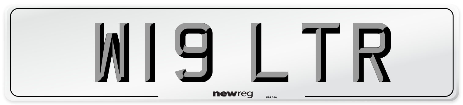 W19 LTR Number Plate from New Reg
